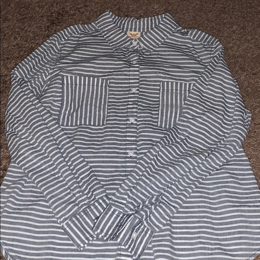 striped collared button up